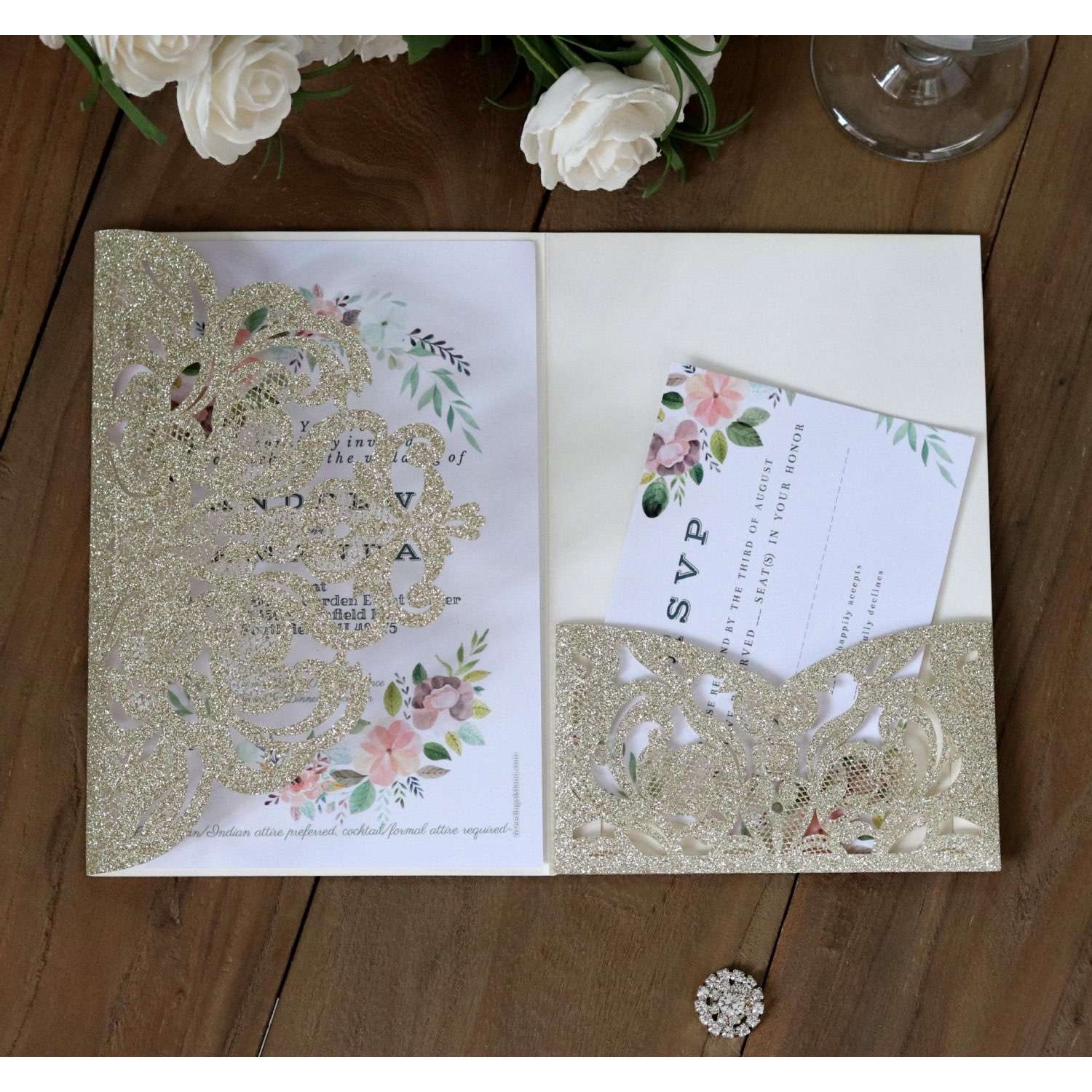 Thank You Card Wedding Card Design Laser Cut Holiday Greeting Card Glitter Card Personalized Custom